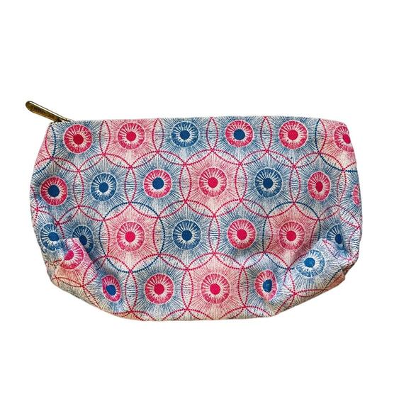 Clarins Feed 10 Canvas Cosmetic Small Pouch Red Blue - Picture 2 of 3